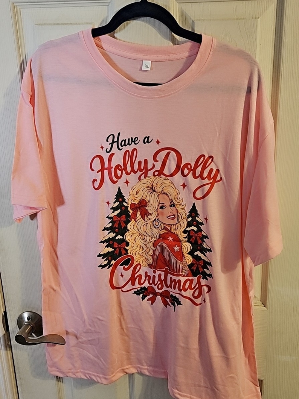 Have a Holly Dolly Christmas Pink Graphic Tee